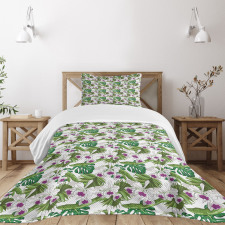 Wild Flowers Fan Palm Leaf Bedspread Set