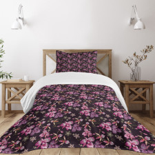 Retro Wild Flowers Motifs Bedspread Set