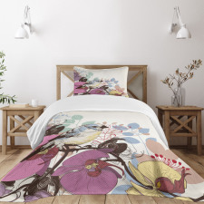 Bird Perched on Flowers Bedspread Set