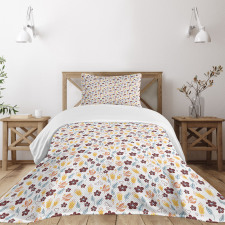 Blossoming Plants Leaves Bedspread Set