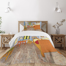 Painting of Room Interior Bedspread Set