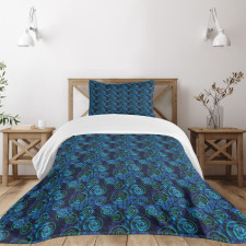 Imprints Pattern of Leafs Bedspread Set