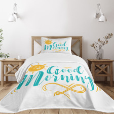 Smiling Sun and Wavy Letters Bedspread Set