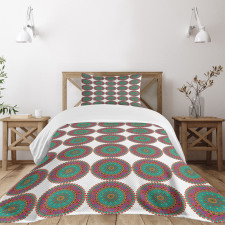 Colorful Curly Motif Bedspread Set