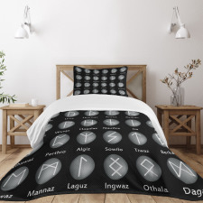 Shaded Effect Runic Alphabet Bedspread Set