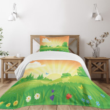 Summer Flowers Butterflies Bedspread Set