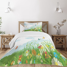 Clouds with Spring Meadow Bedspread Set