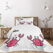 Funky Crab Couple and Heart Bedspread Set