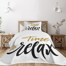 Coffee Time Conceptual Text Bedspread Set