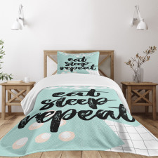 Eat Sleep Repeat Lettering Bedspread Set