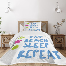 Eat Beach Sleep Repeat Text Bedspread Set