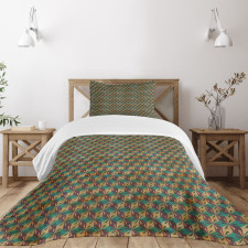 Grungy Retro Rhombus Shape Bedspread Set