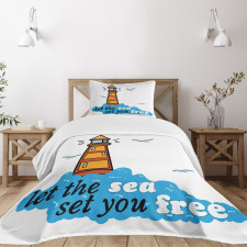 Lighthouse Blue Waves Bedspread Set