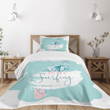 Surfboard with Flowers Bedspread Set