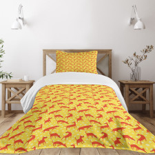 Animal Silhouettes on Yellow Bedspread Set