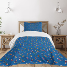 Christmas Time Dogs with Sleds Bedspread Set