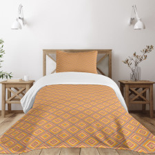 Diamond Shape Grunge Design Bedspread Set