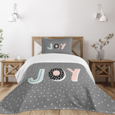 Cartoon Illustrated Message Bedspread Set