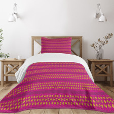 Pink Yellow Geometric Design Bedspread Set