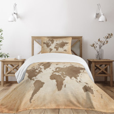 Vintage Earth Continents Bedspread Set