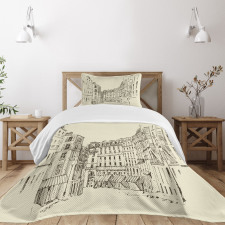 Buildings of France Europe Bedspread Set