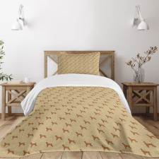 Brown Cartoon Puppies Bedspread Set