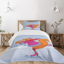 Skating Animal with a Nut Bedspread Set