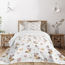 Hedgehog Moose Watercolors Bedspread Set