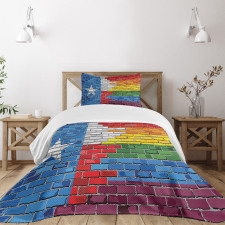 Brick Wall Grungy Texas Town Bedspread Set