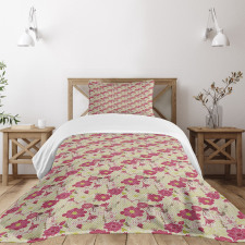 Feminine Floral Pinky Garden Bedspread Set