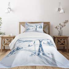 Landscape of Snowy Mountains Bedspread Set