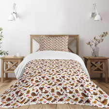 Forest Theme Crow Birds Bedspread Set