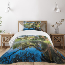 Foggy Scene over Water Bedspread Set