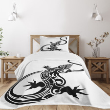 Lizard Silhouette Design Bedspread Set