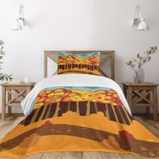 Forest in Autumn Cartoon Bedspread Set