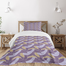 Crossed Curved Arc Design Bedspread Set