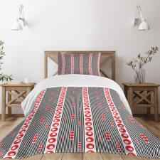 Vertical Stripes Circles Bedspread Set