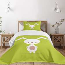 Cartoon Character on Green Bedspread Set