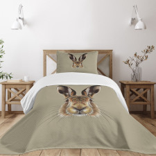 Face of a Wild Hare Realistic Bedspread Set