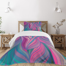 Curved Stripe Pattern Wavy Bedspread Set