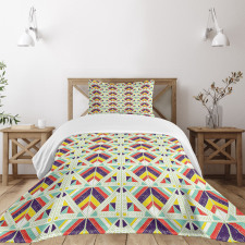 Colorful Stripe and Triangle Bedspread Set