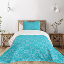 Blue Monochrome Motif Bedspread Set