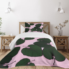 Tropical Foliage on Pink Bedspread Set