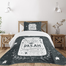 Grunge Style Stars Foliage Bedspread Set