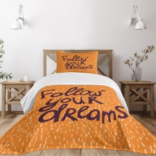 Warm Toned Motivation Design Bedspread Set