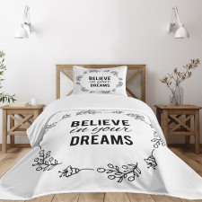 Words Hand Drawn Laurel Frame Bedspread Set