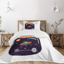 Hand Drawn Alien in a Jar Bedspread Set