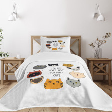 Wording Love Whiskers Happy Bedspread Set