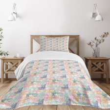 Random Scribbles Strokes Bedspread Set