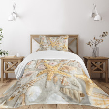 Assorted Seashells Sand Beach Bedspread Set